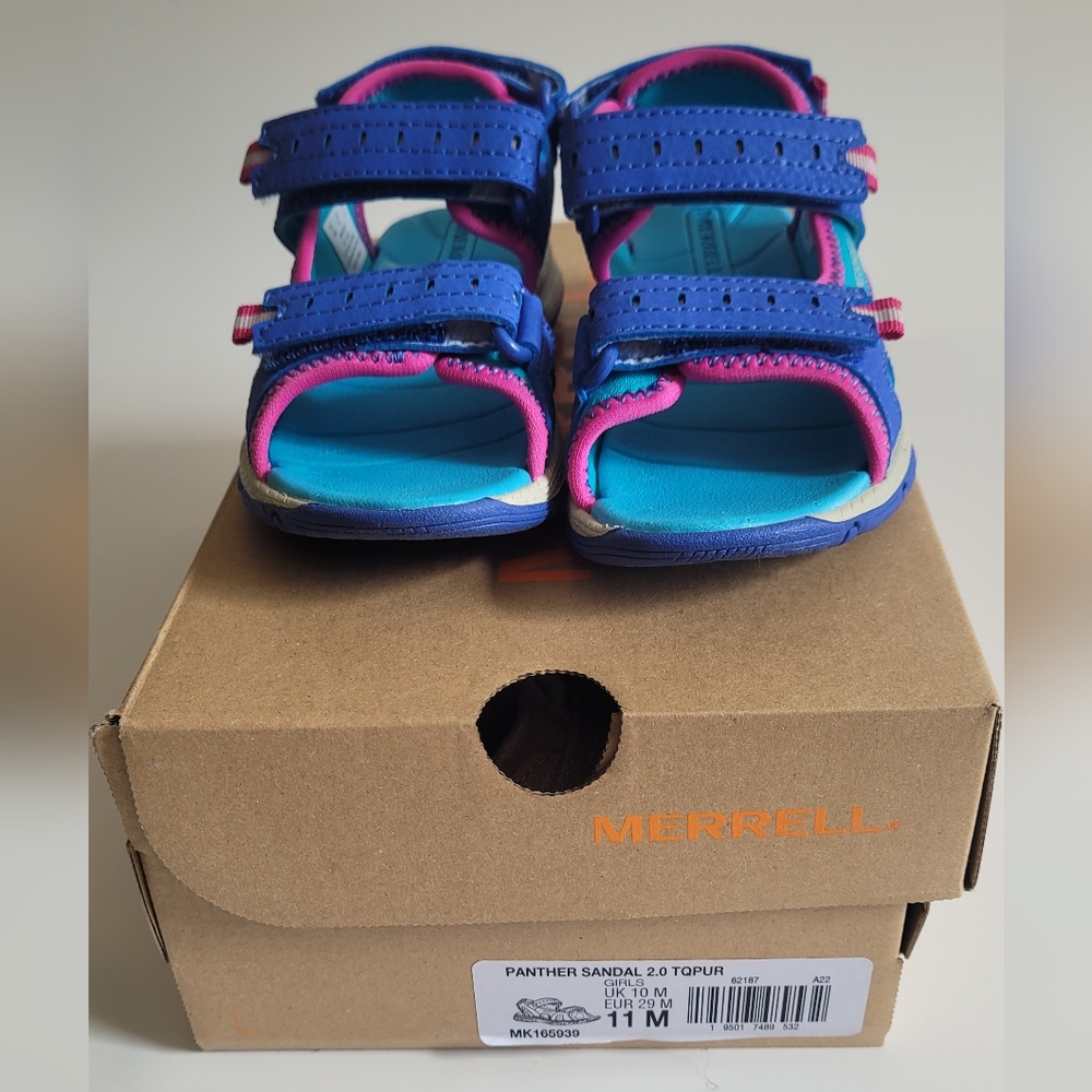 NWB Merrell Girl's Panther Sandal 2.0 Turquoise/ Purple size 11 Item MK165939